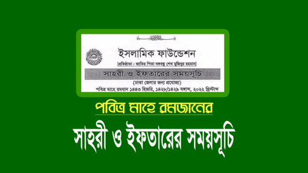 সেহরি ও ইফতারের সময়সূচি ২০২৪ (ঢাকা জেলা)
